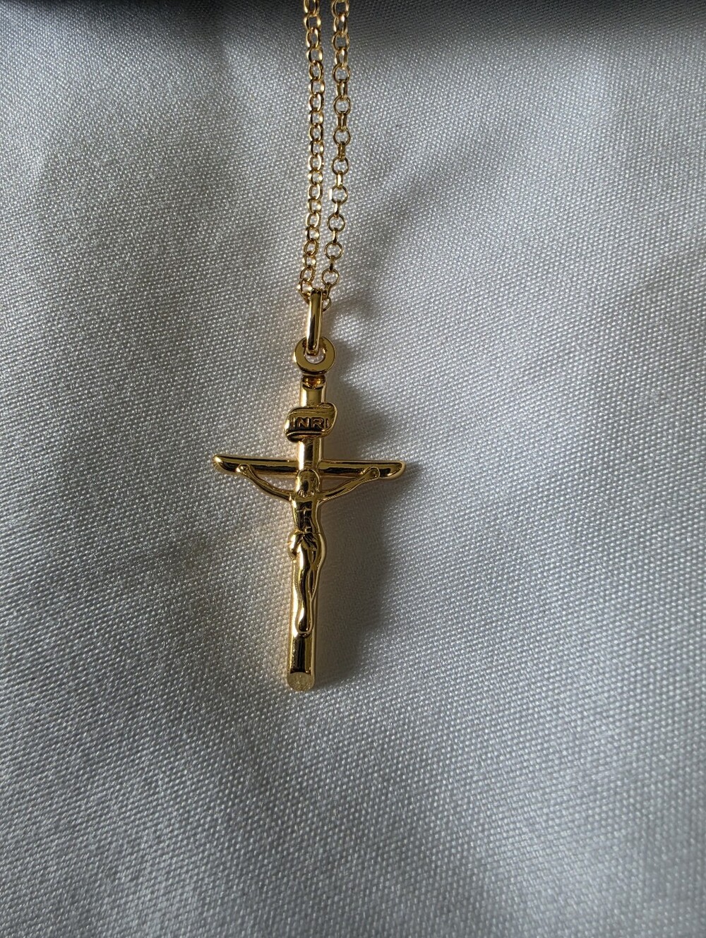 Or Paz Sterling Silver and 14K Crucifix Jesus Cross Pendant Women's Necklace